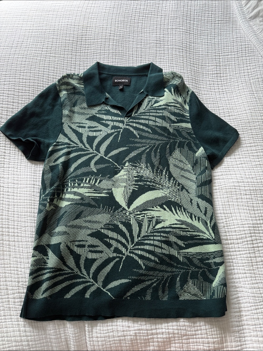 Bonobos Dark Green Leaf-Print Polo